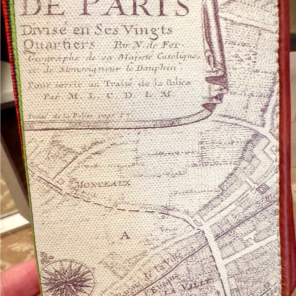 Anthropologie Vintage Paris Map Print Passport Cover/Wallet